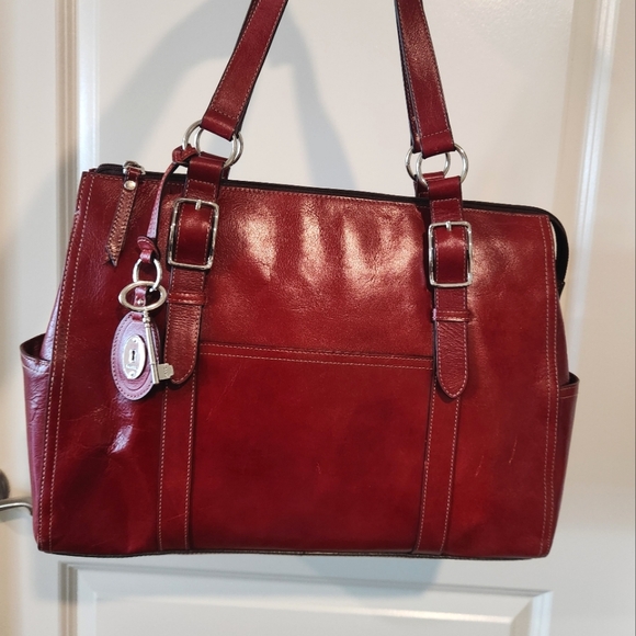 Vintage Fossil Red Leather work bag - Picture 1 of 9